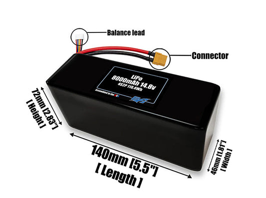 LiPo 8000mAh 4S2P 14.8v Battery Pack