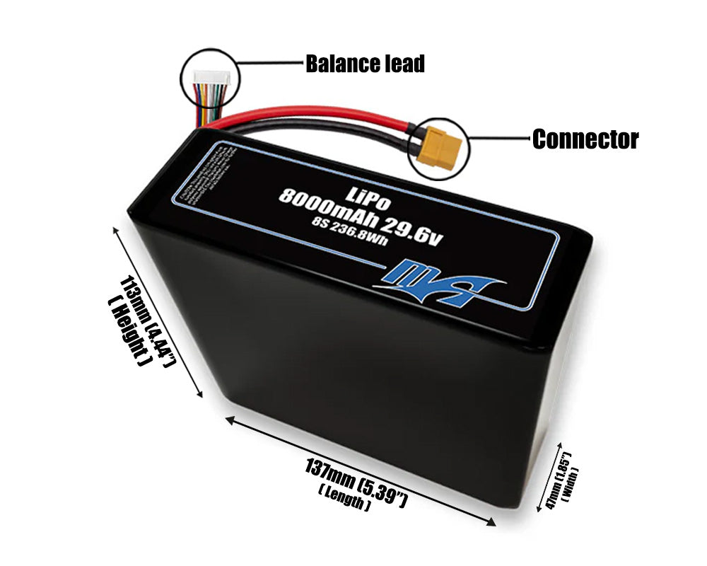 LiPo 8000mAh 8S2P 29.6v Battery Pack