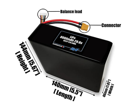 LiPo 8000mAh 8S2P 29.6v Battery Pack