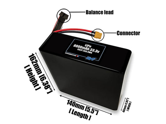 LiPo 8000mAh 9S2P 33.3v Battery Pack