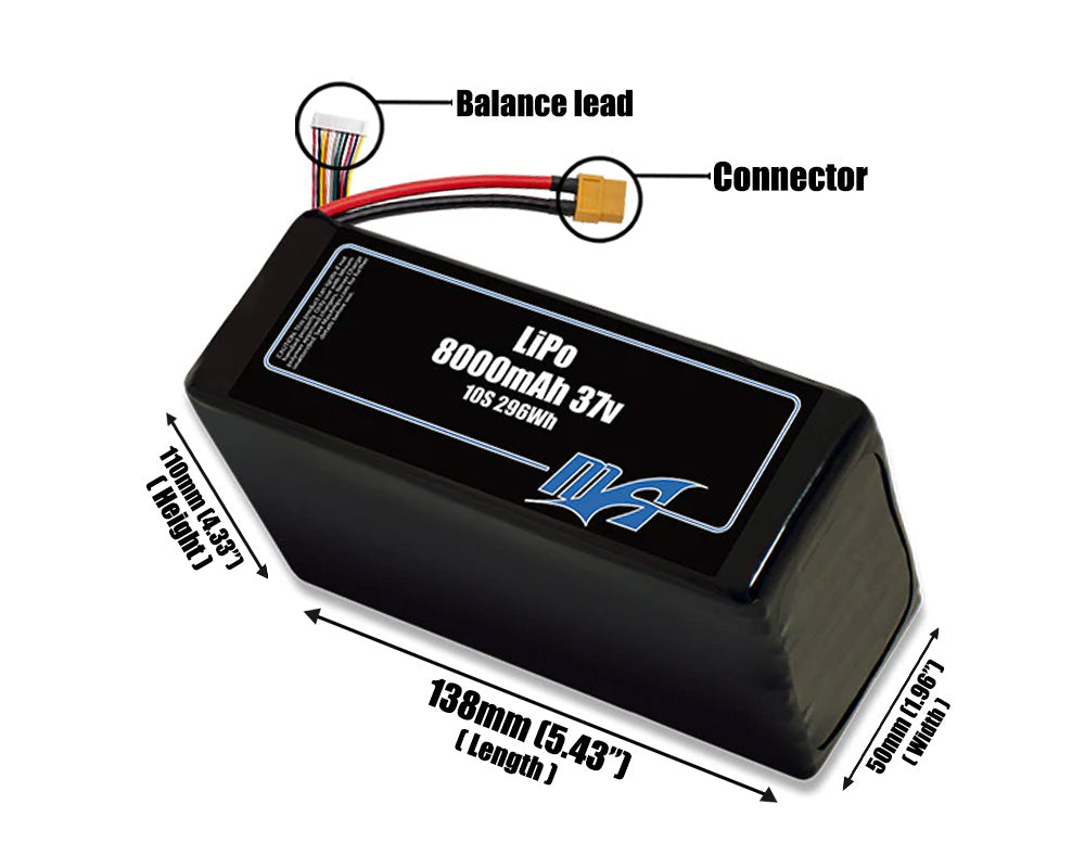 LiPo 8000mAh Lite 10S 37v Battery Pack