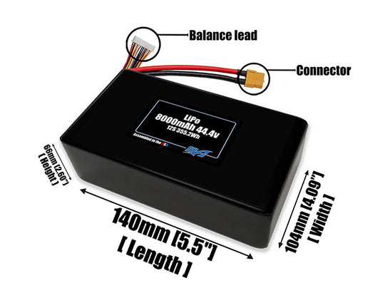 LiPo 8000mAh Lite 12S 44.4v SBS Battery Pack