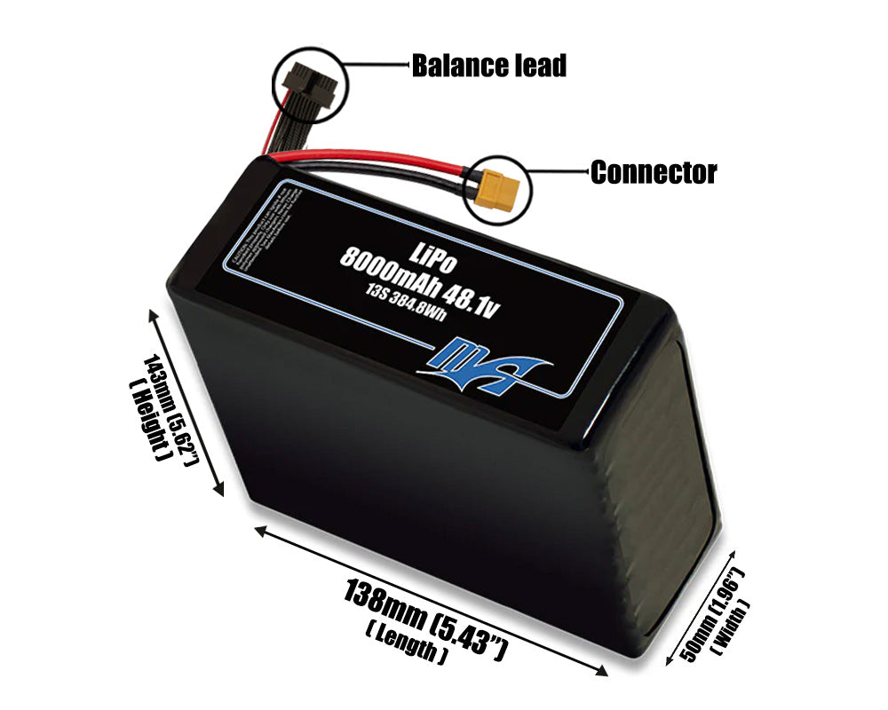 LiPo 8000mAh Lite 13S 48.1v Battery Pack