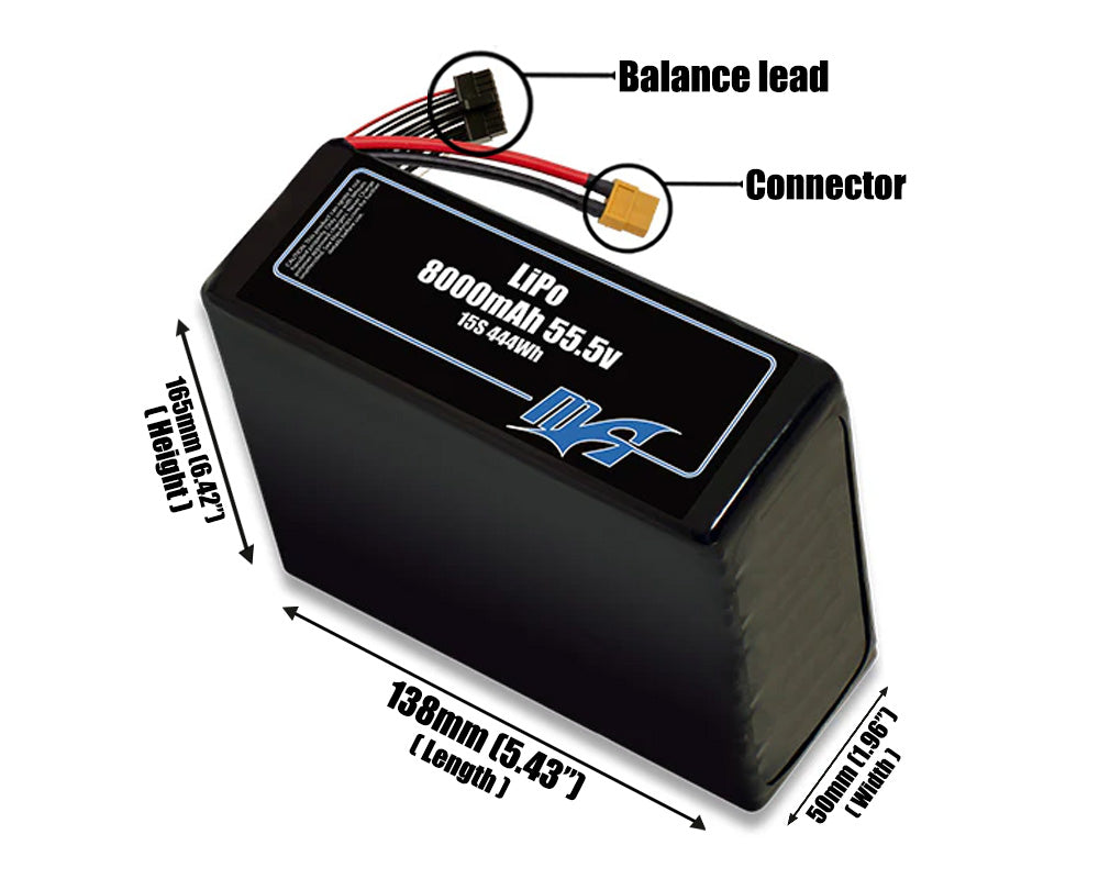 LiPo 8000mAh Lite 15S 55.5v Battery Pack