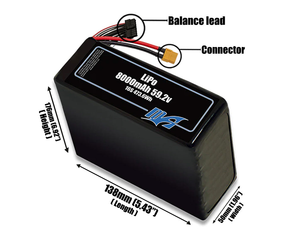 LiPo 8000mAh Lite 16S 59.2v Battery Pack