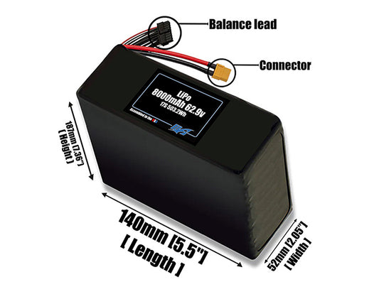 LiPo 8000mAh Lite 17S 62.9v Battery Pack