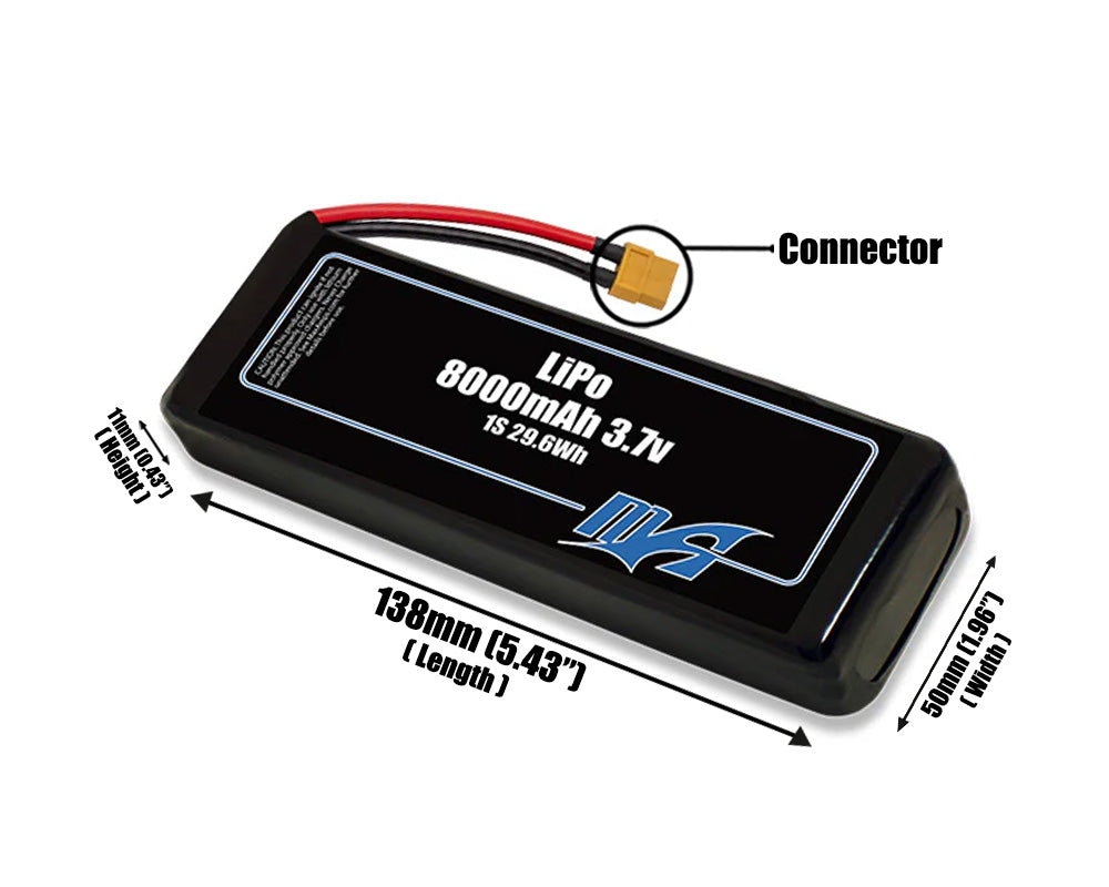 LiPo 8000mAh Lite 1S 3.7v Battery Pack