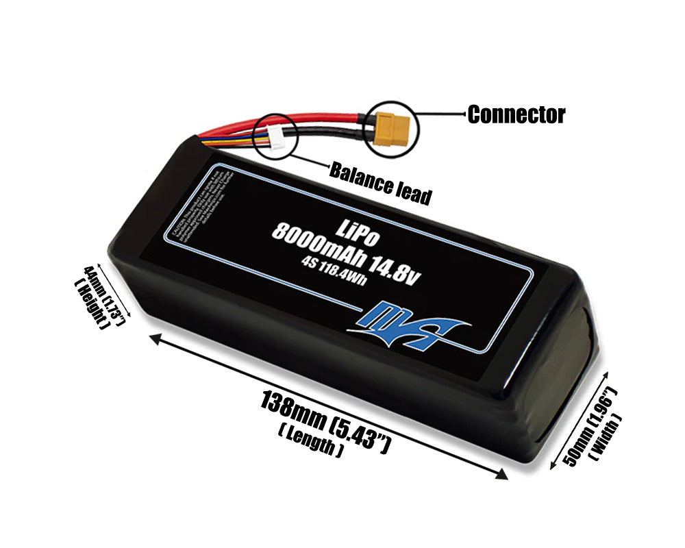 LiPo 8000mAh Lite 4S 14.8v Battery Pack