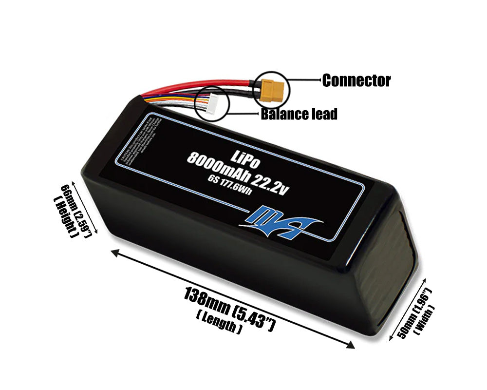 LiPo 8000mAh Lite 6S 22.2v Battery Pack