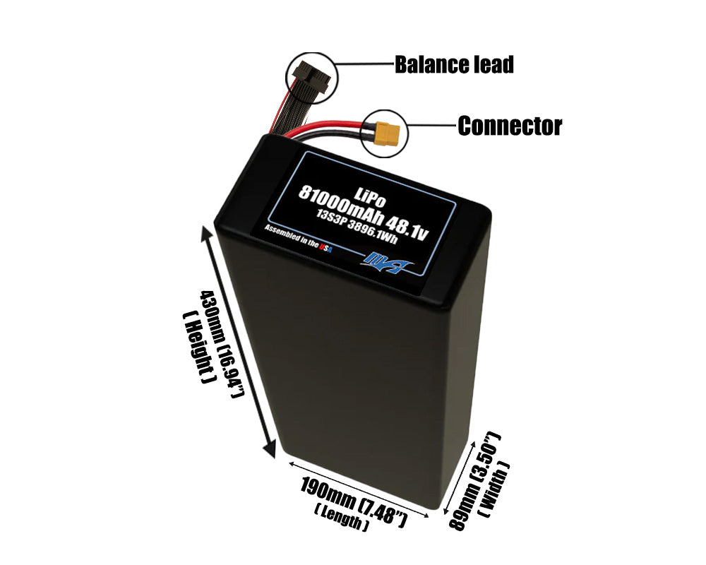 LiPo 81000mAh 13S3P 48.1v NMC Battery Pack