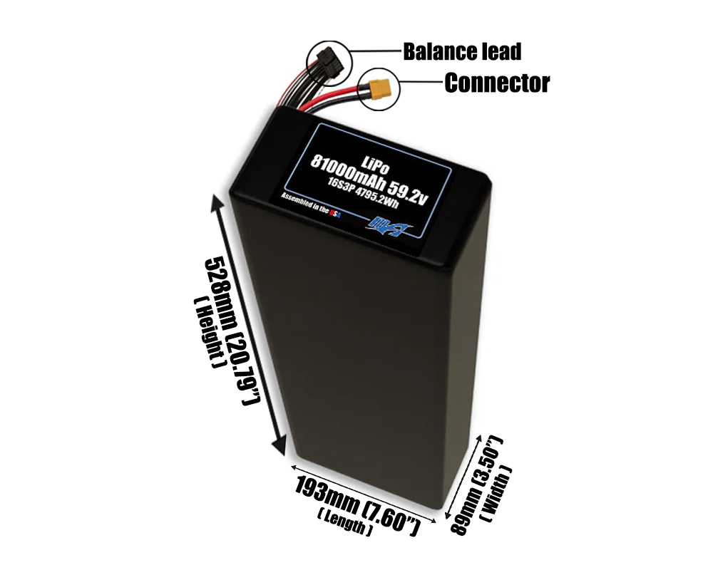 LiPo 81000mAh 16S3P 59.2v Battery Pack