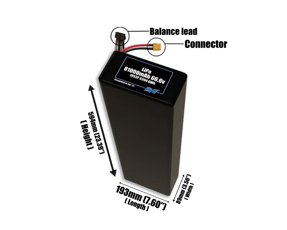 LiPo 81000mAh 18S3P 66.6v Battery Pack