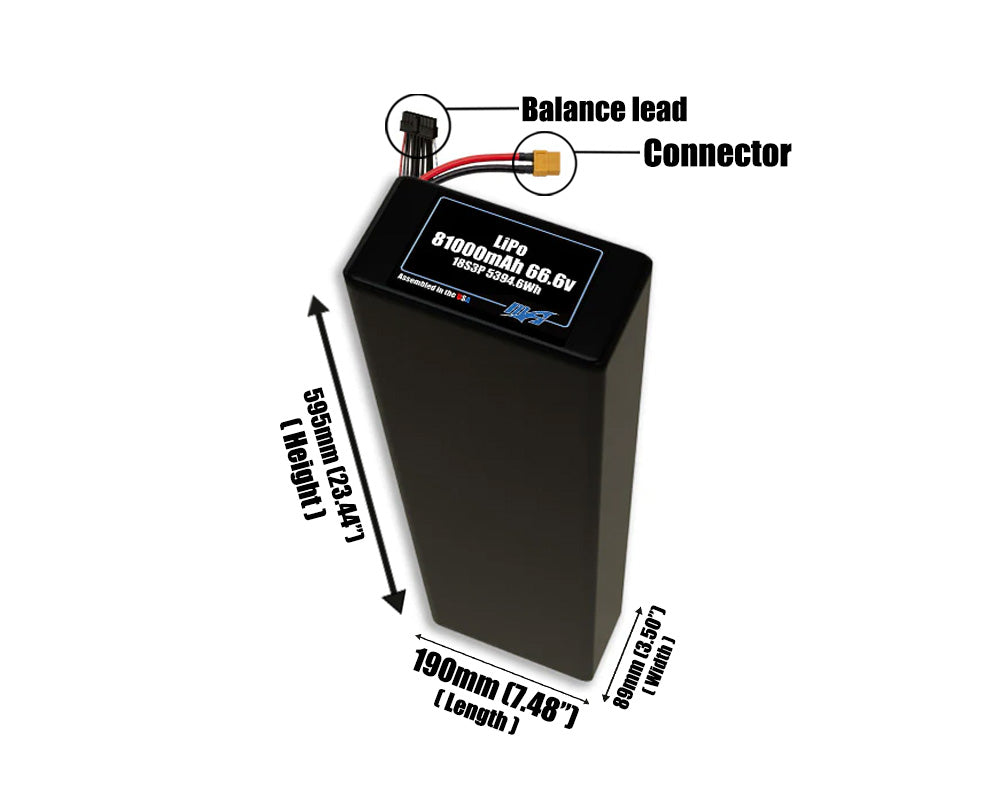 LiPo 81000mAh 18S3P 66.6v NMC Battery Pack