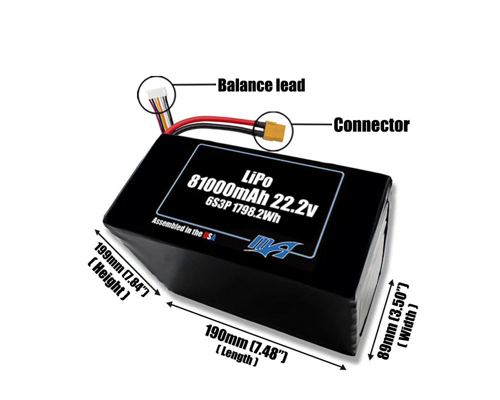 LiPo 81000mAh 6S3P 22.2v NMC Battery Pack