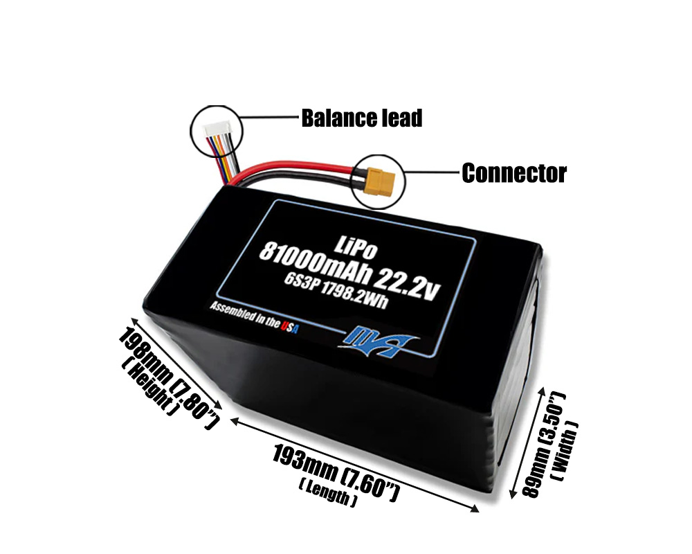 LiPo 81000mAh 6S3P 22.2v Battery Pack