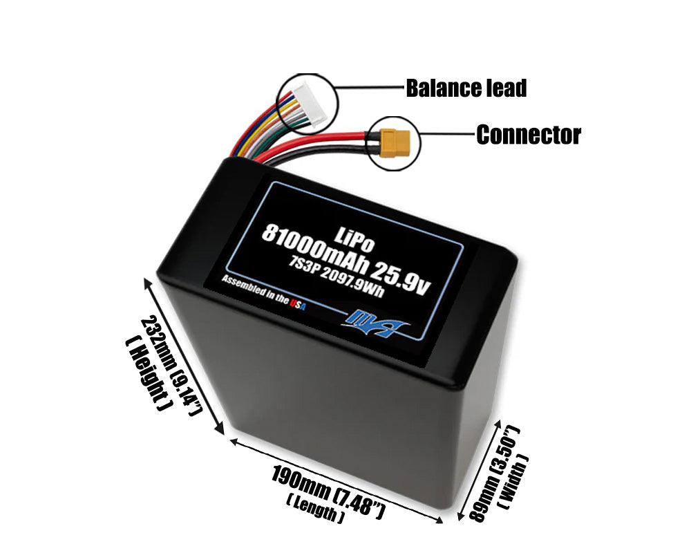 LiPo 81000mAh 7S3P 25.9v NMC Battery Pack