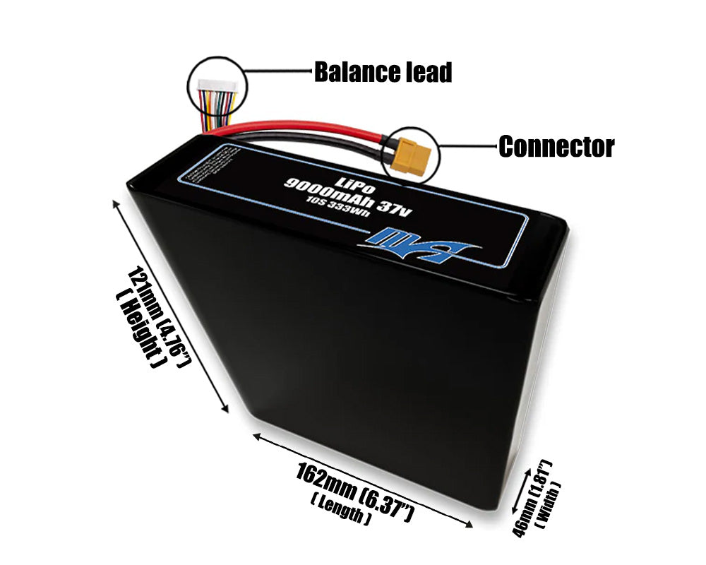 LiPo 9000mAh 10S2P 37v Battery Pack