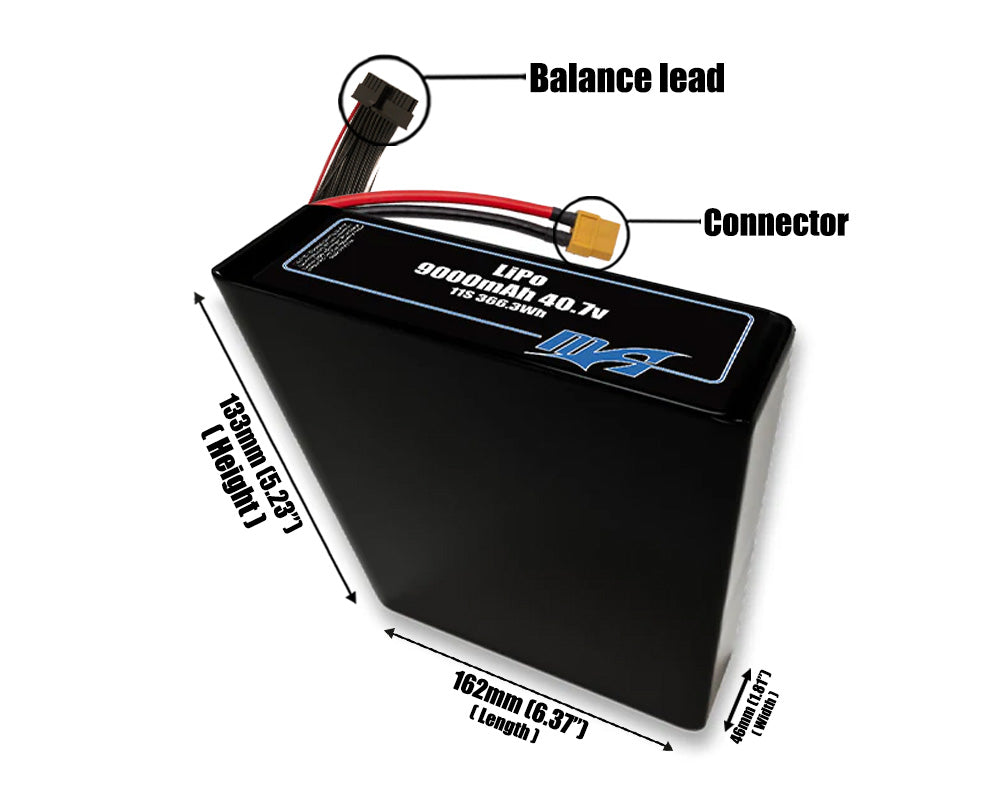 LiPo 9000mAh 11S2P 40.7v Battery Pack