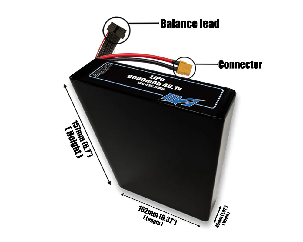 LiPo 9000mAh 13S2P 48.1v Battery Pack