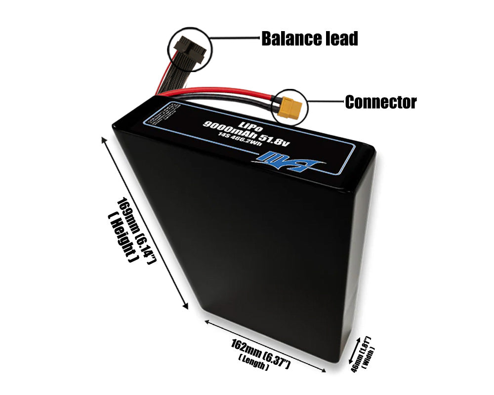 LiPo 9000mAh 14S2P 51.8v Battery Pack