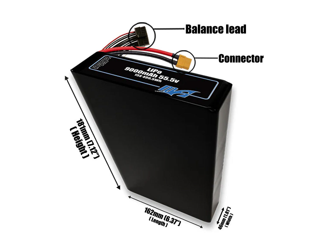 LiPo 9000mAh 15S2P 55.5v Battery Pack