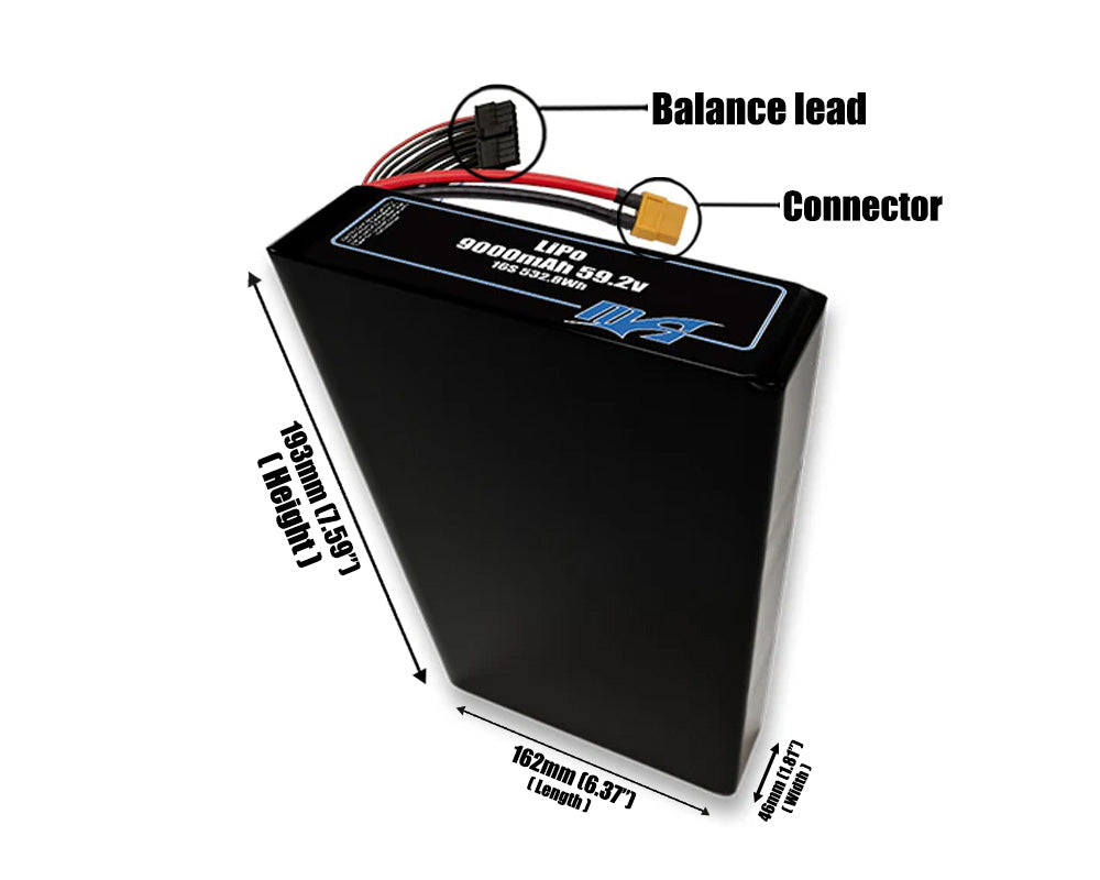 LiPo 9000mAh 16S2P 59.2v Battery Pack