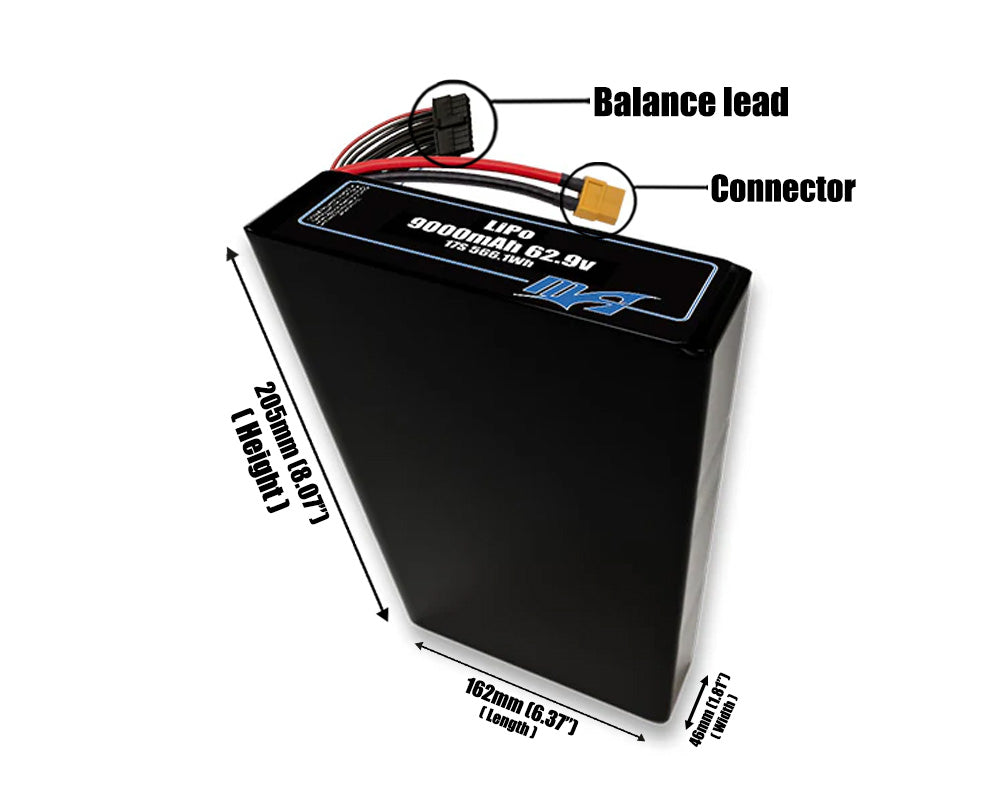 LiPo 9000mAh 17S2P 62.9v Battery Pack