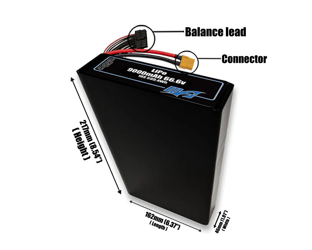 LiPo 9000mAh 18S2P 66.6v Battery Pack