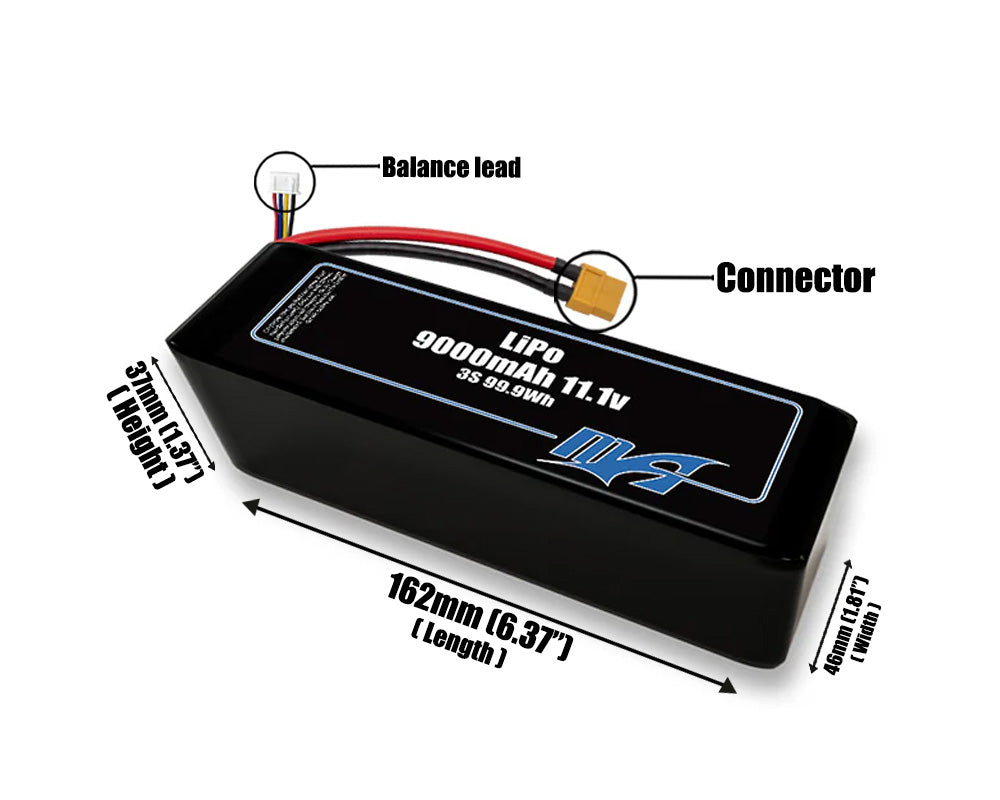 LiPo 9000mAh 3S2P 11.1v Battery Pack