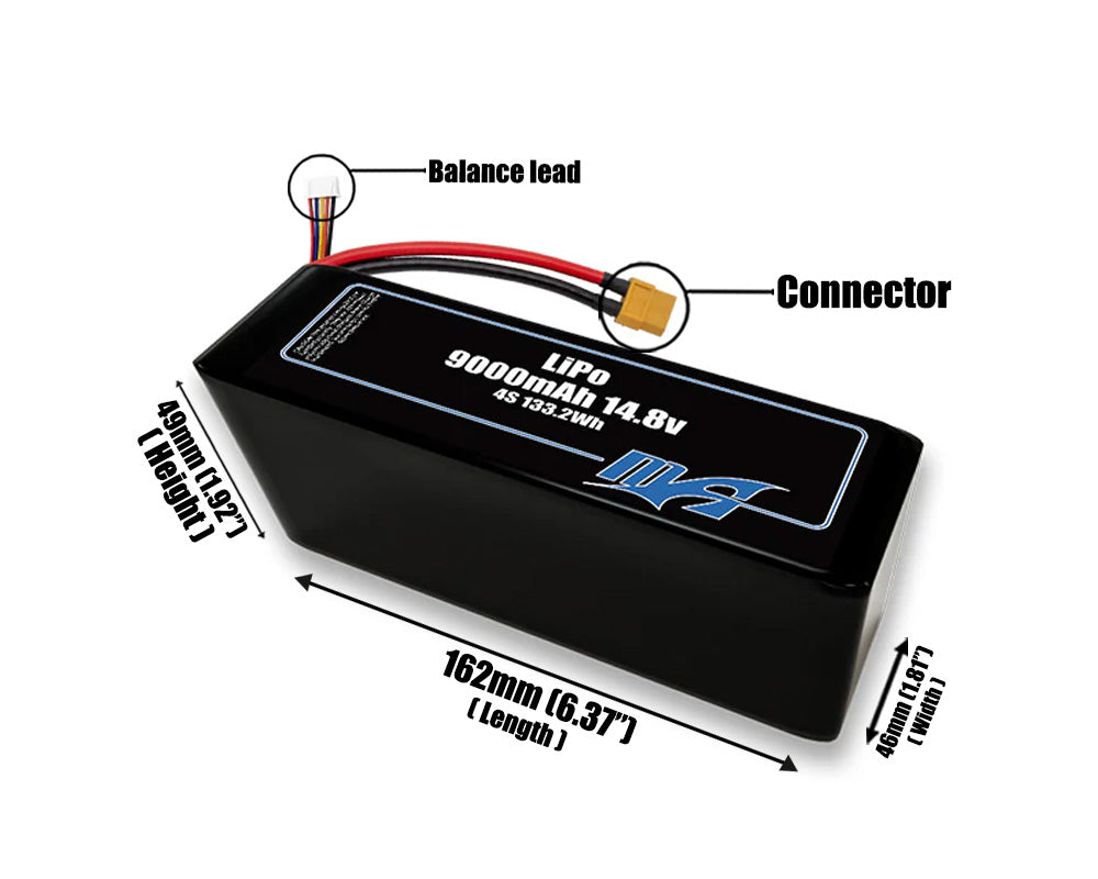 LiPo 9000mAh 4S2P 14.8v Battery Pack