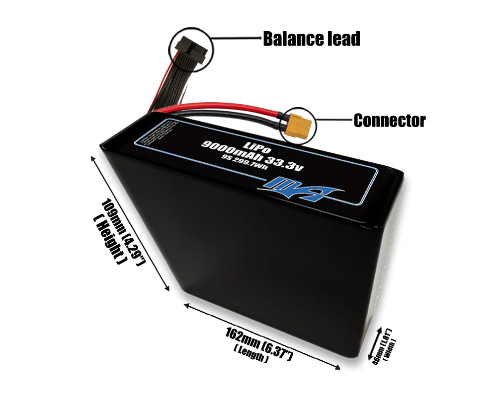 LiPo 9000mAh 9S2P 33.3v Battery Pack