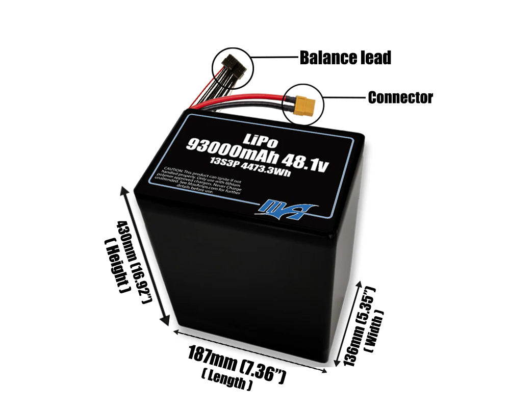 LiPo 93000mAh 13S3P 48.1v Battery Pack