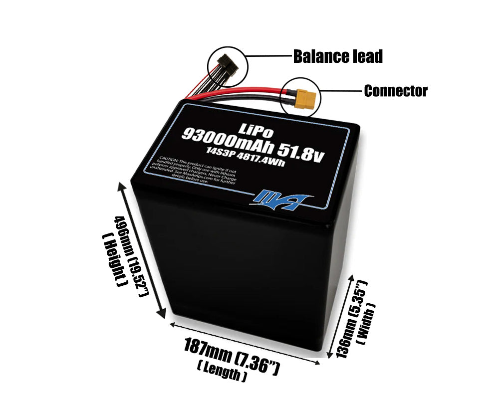 LiPo 93000mAh 14S3P 51.8v Battery Pack