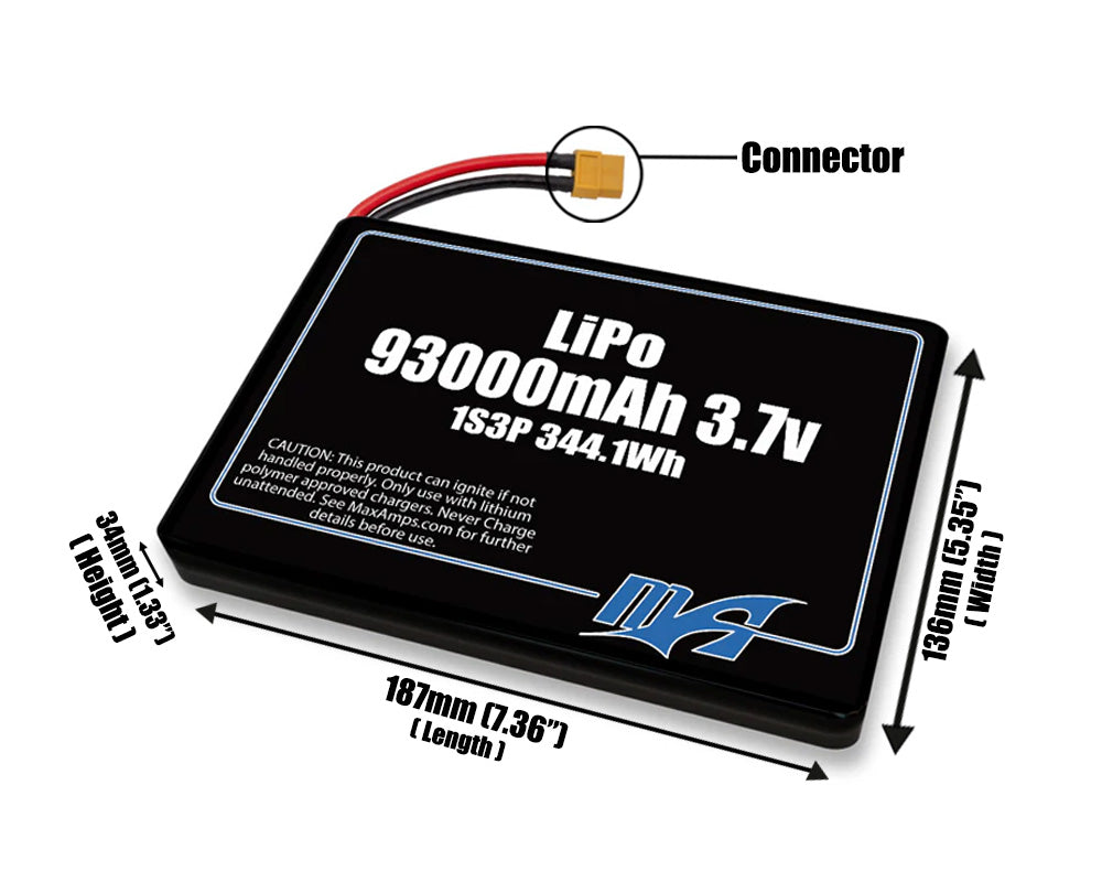 LiPo 93000mAh 1S3P 3.7v Battery Pack