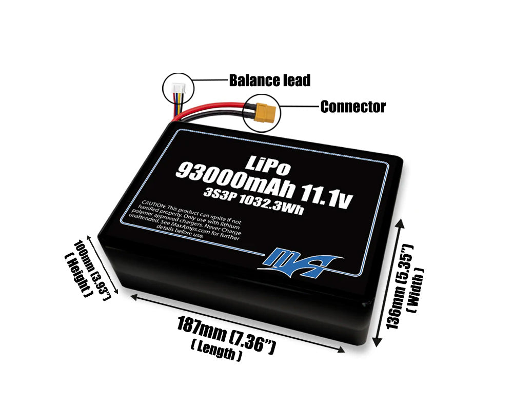 LiPo 93000mAh 3S3P 11.1v Battery Pack