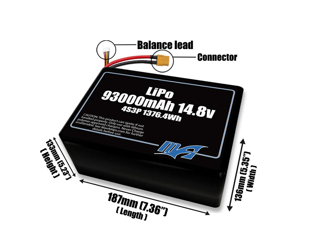 LiPo 93000mAh 4S3P 14.8v Battery Pack