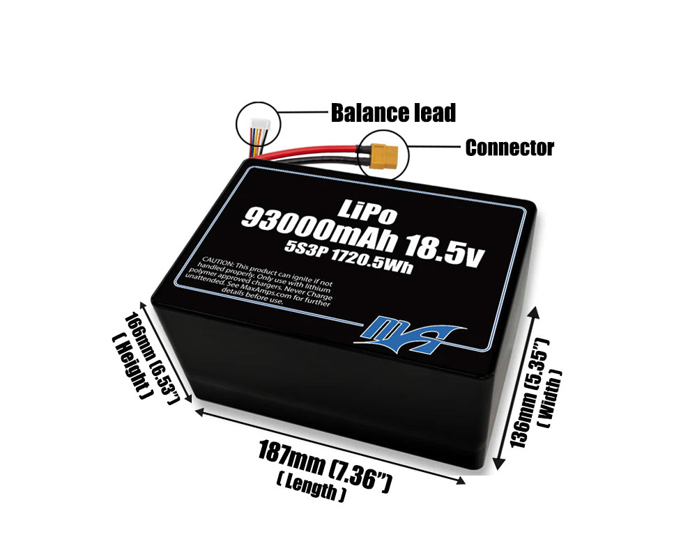 LiPo 93000mAh 5S3P 18.5v Battery Pack