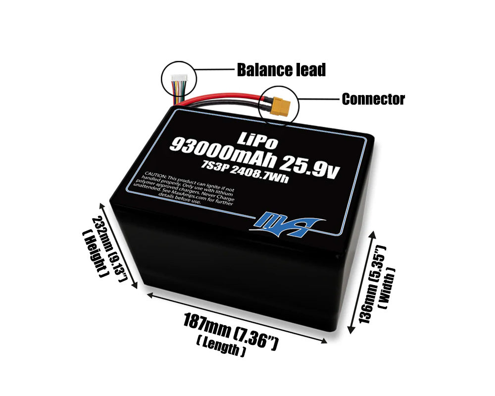 LiPo 93000mAh 7S3P 25.9v Battery Pack