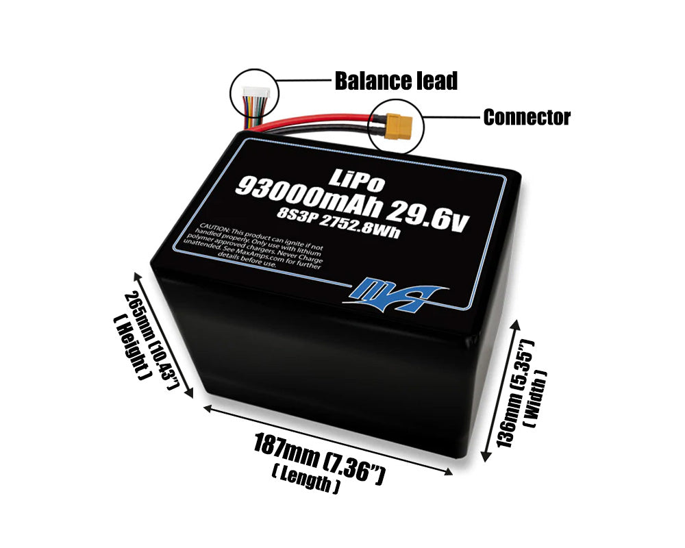 LiPo 93000mAh 8S3P 29.6v Battery Pack