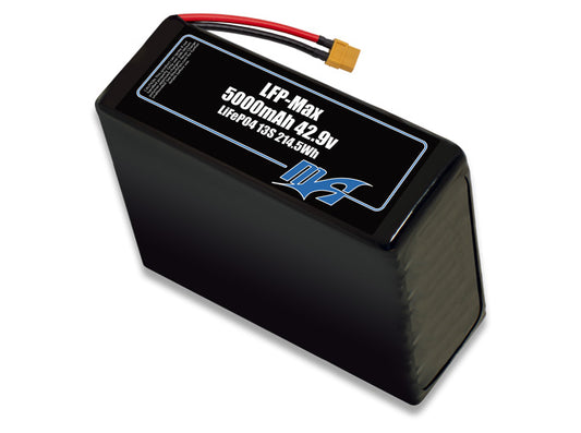 Compact 42.9-volt 5000mAh lithium-polymer battery, built for lightweight drone, UAV, and robotics projects.