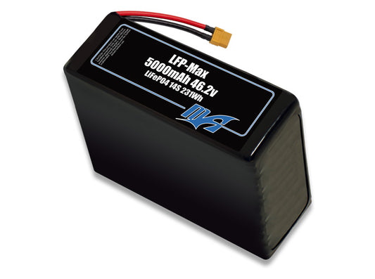 Compact 46.2-volt 5000mAh lithium-polymer battery, built for lightweight drone, UAV, and robotics projects.
