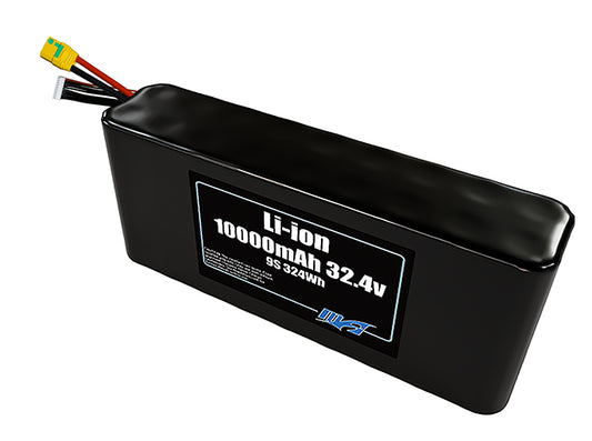 Compact 32.4-volt 10000mAh lithium-ion battery, built for lightweight drone, UAV, and robotics projects.