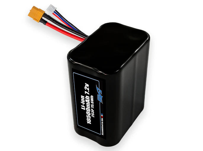 Compact 7.2-volt 10500mAh lithium-ion battery, built for lightweight drone, UAV, and robotics projects.