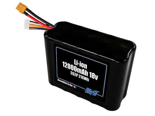 Compact 18-volt 12000mAh lithium-ion battery, built for lightweight drone, UAV, and robotics projects.