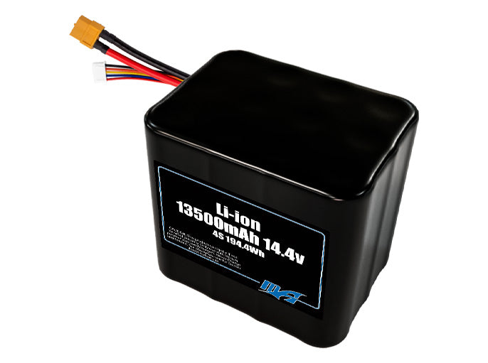 Compact 14.4-volt 13500mAh lithium-ion battery, built for lightweight drone, UAV, and robotics projects.