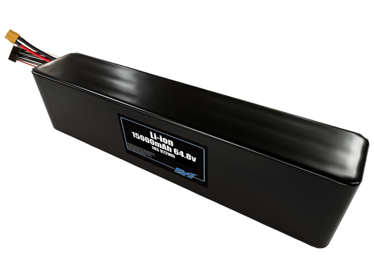Compact 64.8-volt 15000mAh lithium-ion battery, built for lightweight drone, UAV, and robotics projects.