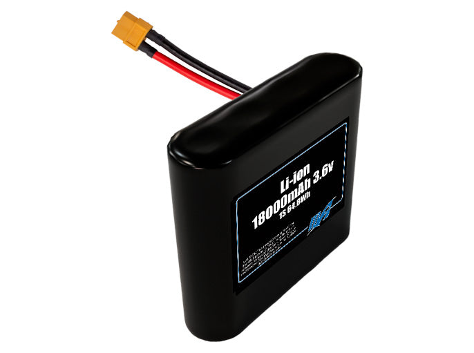 Compact 3.6-volt 18000mAh lithium-ion battery, built for lightweight drone, UAV, and robotics projects.