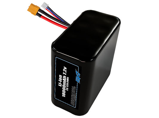 Compact 7.2-volt 18000mAh lithium-ion battery, built for lightweight drone, UAV, and robotics projects.