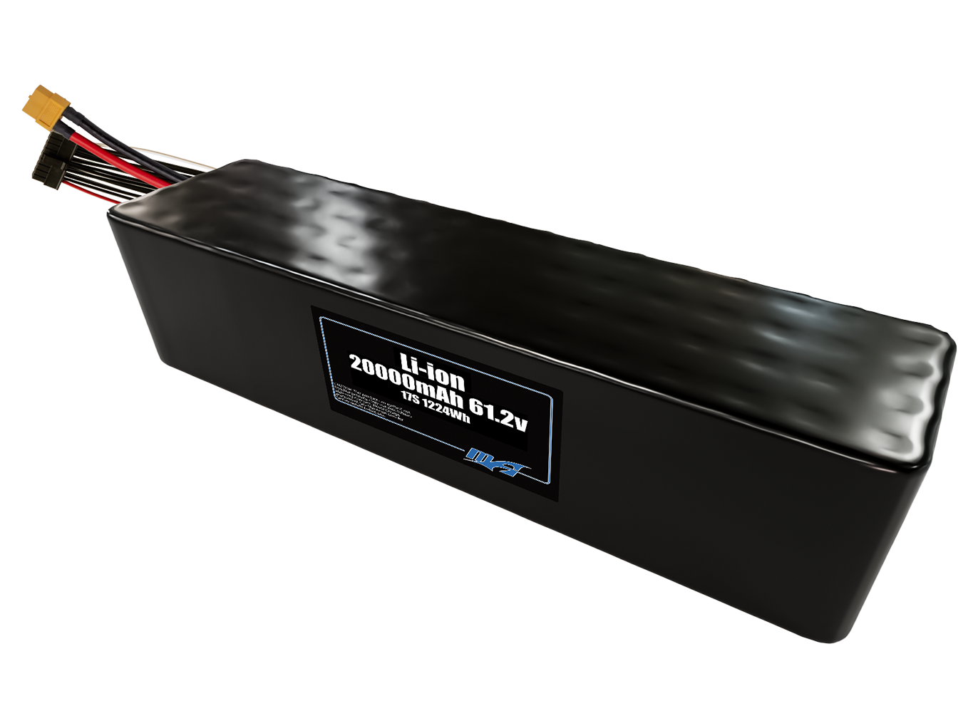 Compact 61.2-volt 20000mAh lithium-ion battery, built for lightweight drone, UAV, and robotics projects.