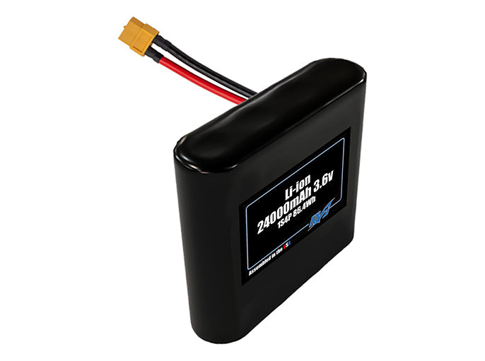 Compact 3.6-volt 24000mAh lithium-ion battery, built for lightweight drone, UAV, and robotics projects.